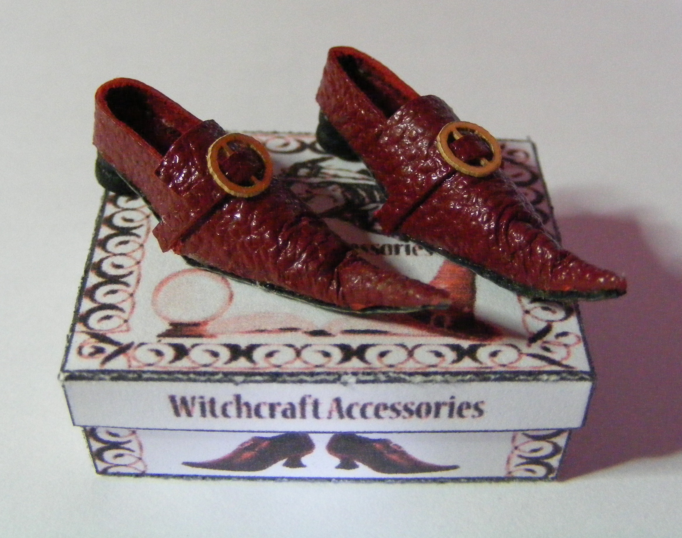 RED LEATHER WITCH SHOES